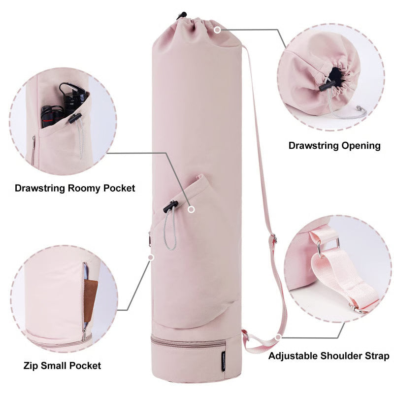 Yoga Mat Bag with Water Bottle Pocket & Wet Storage Multi-Functional Carrier for Gym, Pilates & Fitness
